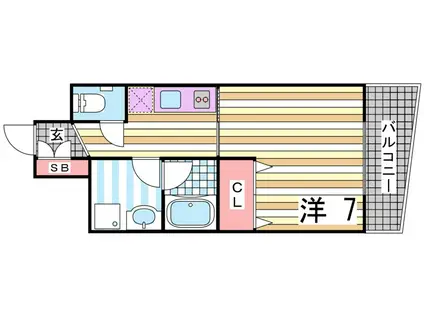 CITYSPIRE神戸元町I(1K/6階)の間取り写真