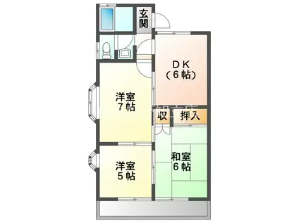 シャイン美園A棟(3DK/2階)の間取り写真