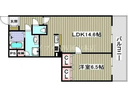 コア本町(1LDK/6階)の間取り写真