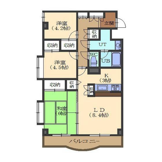 ケントパレス函館(3LDK/10階)の間取り写真