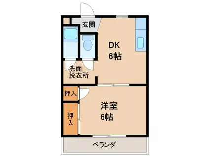 マンション本町(1DK/2階)の間取り写真