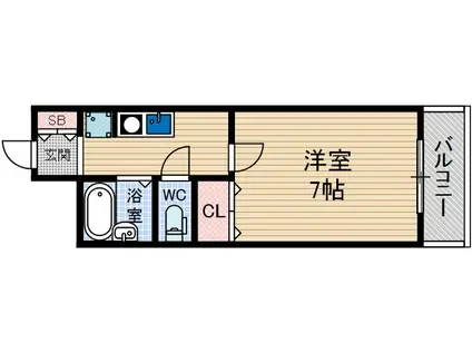 HILLTOPTERADA(1K/2階)の間取り写真