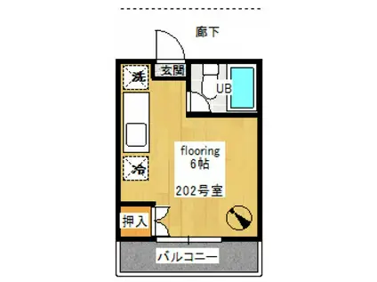 グリーンハウス(ワンルーム/2階)の間取り写真