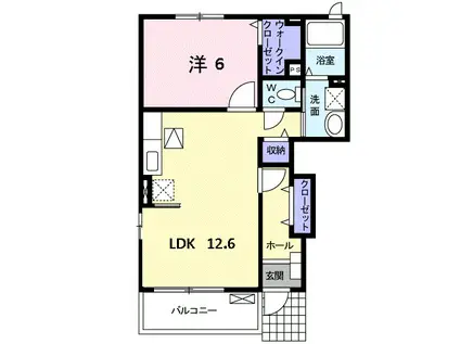 プラシードS II(1LDK/1階)の間取り写真