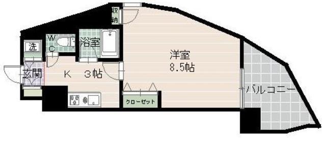 タワーTORIKAI(1K/3階)の間取り写真