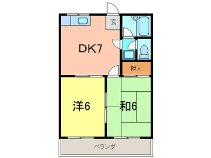 ハイツ内藤(2DK/2階)の間取り写真