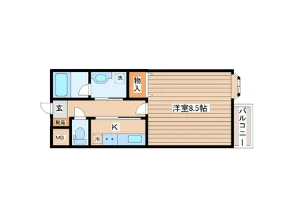 マルタ・II(1K/2階)の間取り写真