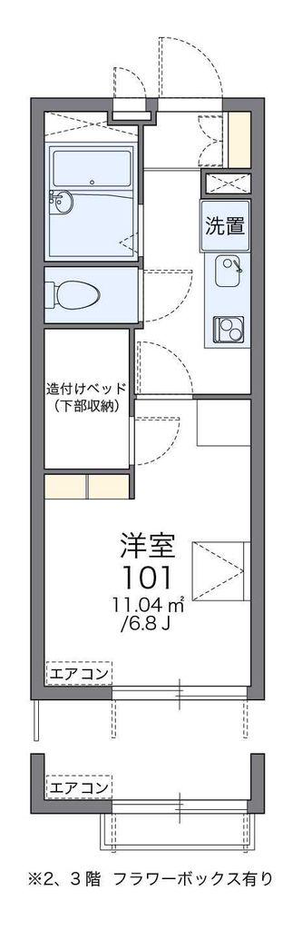 レオパレスマドレーヌ(1K/1階)の間取り写真