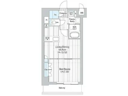 リブ ガーデン 吾妻橋(1LDK/7階)の間取り写真