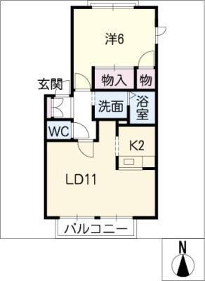 MASTTOWN若草通 D棟(1LDK/2階)の間取り写真