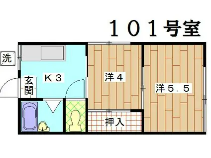 シティハイム正文荘(2K/1階)の間取り写真