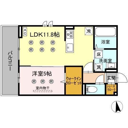 D-RESENA SOLAIRE(1LDK/1階)の間取り写真