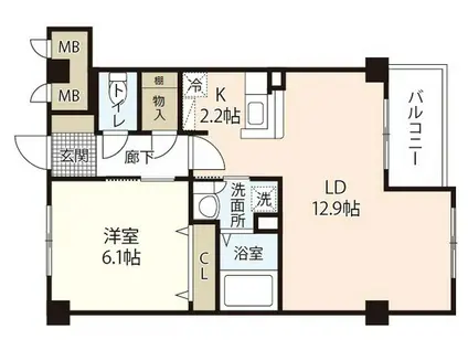ヴィランス大塚II(1LDK/4階)の間取り写真