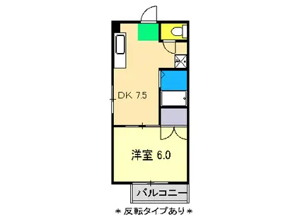 ハイツ長井(1DK/3階)の間取り写真