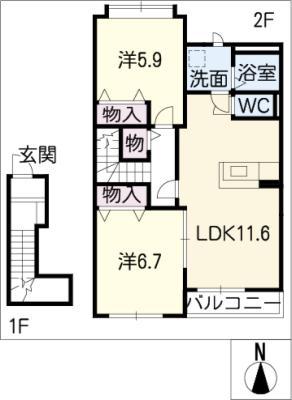 ベストハイツ(2LDK/2階)の間取り写真
