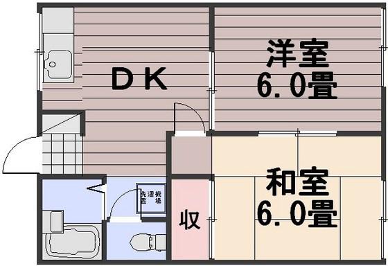 フェリス芳田A棟(2DK/2階)の間取り写真