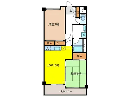 GRAND CITY居町(2LDK/6階)の間取り写真