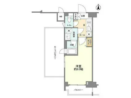 コンシェリア三田東京プレミアム(1K/13階)の間取り写真