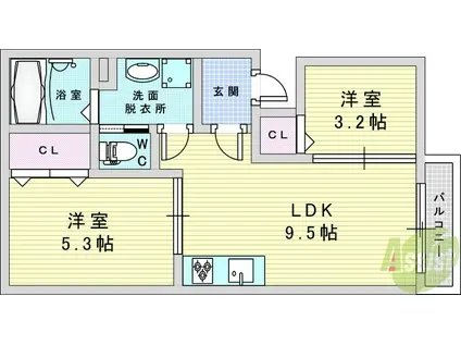 プレシャス神崎川(2LDK/1階)の間取り写真