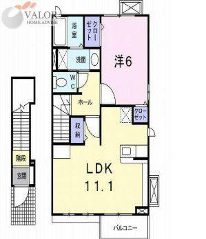 ボヌール川崎(1LDK/2階)の間取り写真