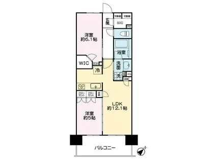 レーベン検見川浜グランバルディ(2LDK/4階)の間取り写真