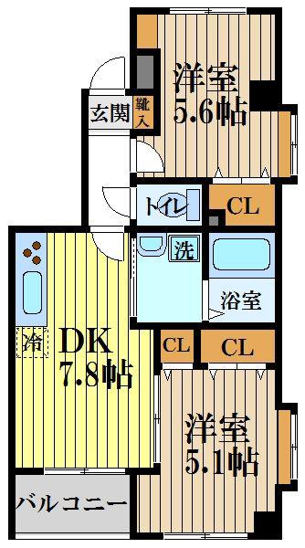 フォレスト壱番館(2DK/3階)の間取り写真