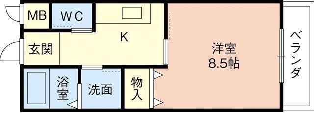 ルガール直川(1K/2階)の間取り写真