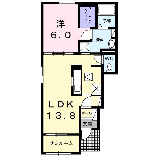 プラシード カーサ X(1LDK/1階)の間取り写真