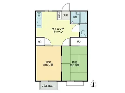 フォブール古高松 A(2DK/2階)の間取り写真