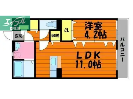 クレールコートI(1LDK/3階)の間取り写真
