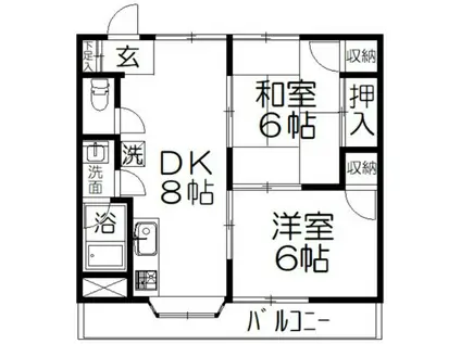 上小ハイツ(2DK/2階)の間取り写真