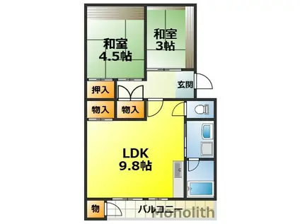泉北桃山台1丁7号棟(2LDK/3階)の間取り写真
