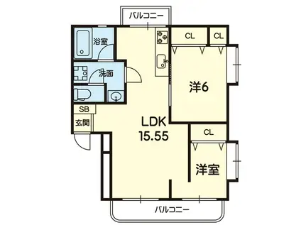 プレステージ帯山(1LDK/2階)の間取り写真
