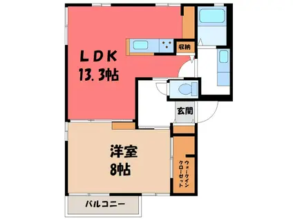サンラフォーレE(1LDK/2階)の間取り写真