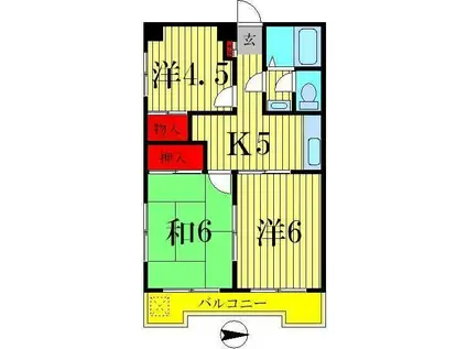 越ゴールデンフラット(3K/1階)の間取り写真