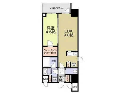 イール馬車道(1LDK/5階)の間取り写真