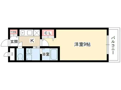 ハピウス(1K/2階)の間取り写真