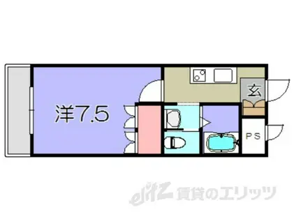 サンハイツオクヤマII(1K/1階)の間取り写真