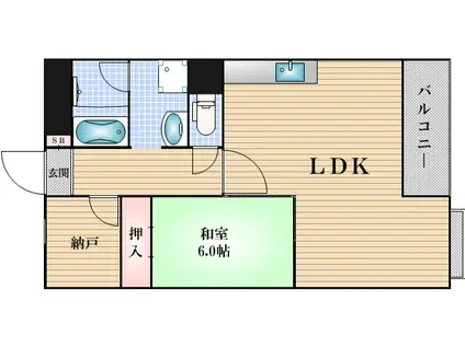 四ツ橋セントラルハイツ(1SLDK/9階)の間取り写真