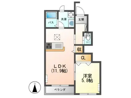 メゾン・ド・フローラM(1LDK/1階)の間取り写真