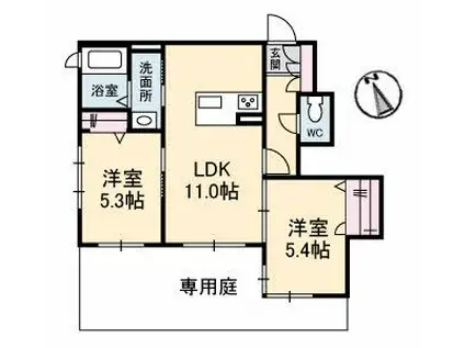 シャーメゾンあき(2LDK/1階)の間取り写真