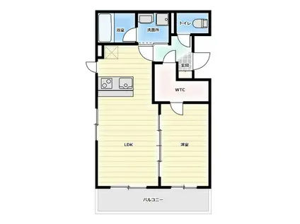 エルミタージュ(1LDK/2階)の間取り写真