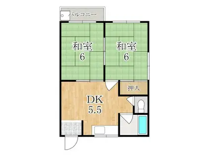 明和マンション(2DK/2階)の間取り写真