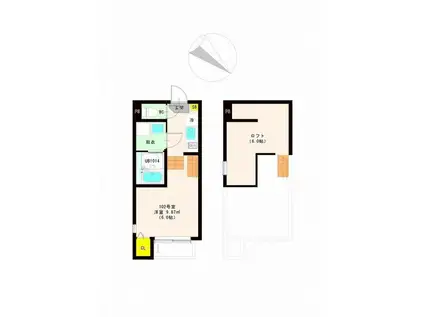 ハーモニーテラス新田VII(1K/1階)の間取り写真