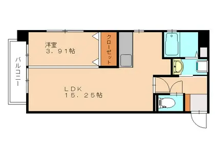 大八ビル(1LDK/7階)の間取り写真