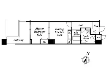 アクロス目黒タワー(1DK/7階)の間取り写真