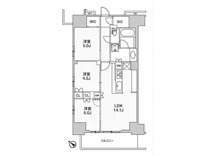 WORVE横浜伊勢佐木町(3LDK/6階)の間取り写真