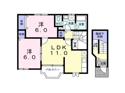 エンブレムA(2LDK/2階)の間取り写真