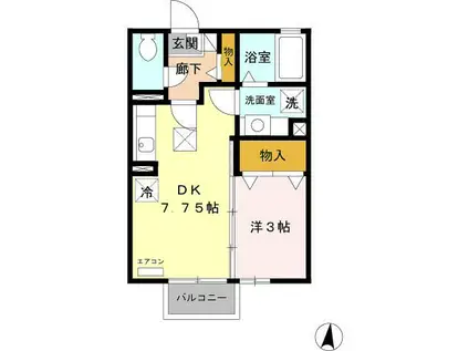 COCORO(1DK/1階)の間取り写真