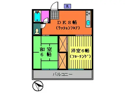 サニーハイツ二俣川(2DK/2階)の間取り写真